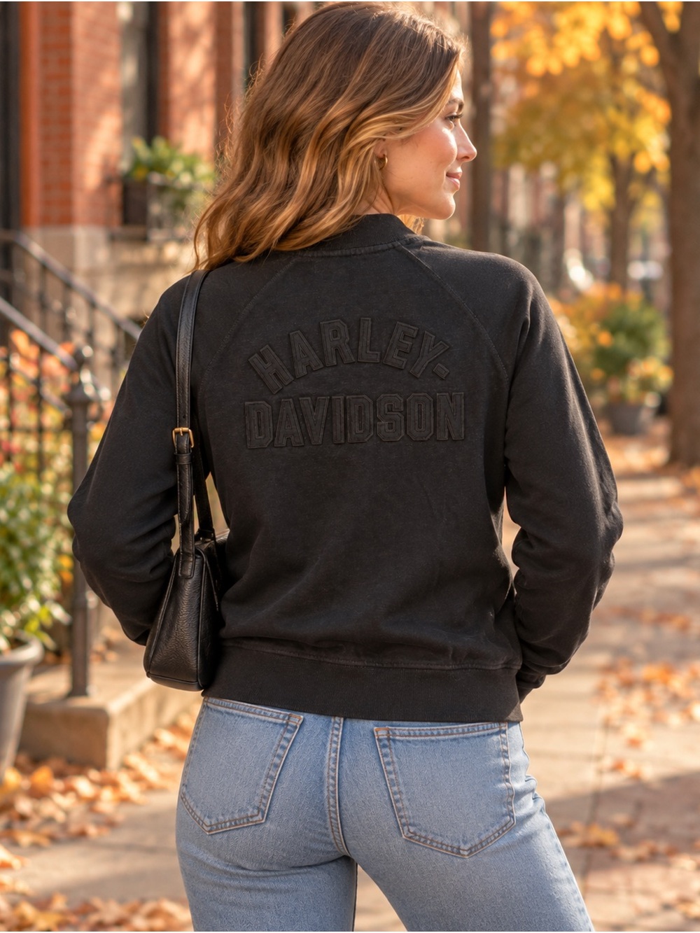 Harley-Davidson Women's Black Embossed Logo Bomber
